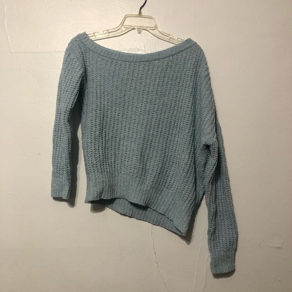Polly & Esther chenille  sweater dropped  shoulder light blue medium - Picture 4 of 8